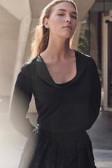 Delvino Stretch Silk Blouse Black Delvino Stretch Silk Blouse Black