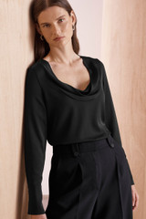 Delvino Stretch Silk Blouse Black Delvino Stretch Silk Blouse Black