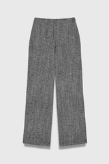 Fitzroy Wool Herringbone Straight Flared Trousers Black And White Fitzroy Wool Herringbone Straight Flared Trousers Black And White