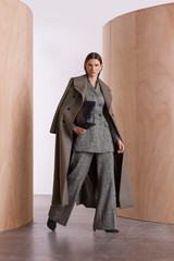 Fitzroy Wool Herringbone Straight Flared Trousers Black And White Fitzroy Wool Herringbone Straight Flared Trousers Black And White