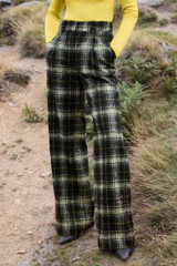 Hartford Wool Check Trousers Black And Green
