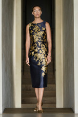 Ameno Jacquard Dress Navy And Gold Ameno Jacquard Dress Navy And Gold