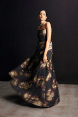 Amelia Jacquard Gown Black And Gold
