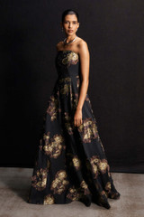Amelia Jacquard Gown Black And Gold