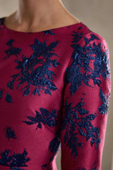 Adelfia Jacquard Midi Dress Fuschia And Navy