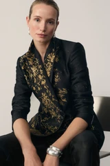 Knighton Jacquard Jacket Black And Gold