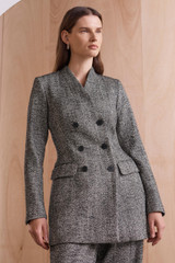Kenwood Herringbone Wool Jacket Black And White Kenwood Herringbone Wool Jacket Black And White