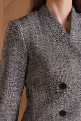 Kenwood Herringbone Wool Jacket Black And White Kenwood Herringbone Wool Jacket Black And White