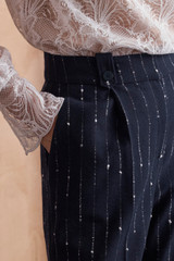 Hartwood Wool Pinstripe Trousers Navy Hartwood Wool Pinstripe Trousers Navy