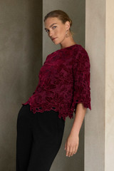 Ameria Velvet Lace Top Dark Crimson Ameria Velvet Lace Top Dark Crimson