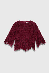 Ameria Velvet Lace Top Dark Crimson Ameria Velvet Lace Top Dark Crimson