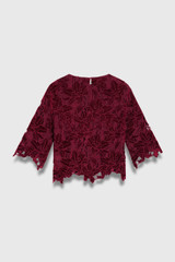 Ameria Velvet Lace Top Dark Crimson Ameria Velvet Lace Top Dark Crimson