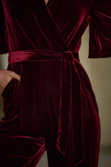Langford Velvet Jumpsuit Dark Crimson Langford Velvet Jumpsuit Dark Crimson