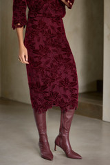 Kerrison Embroidered Velvet Skirt Dark Crimson Kerrison Embroidered Velvet Skirt Dark Crimson