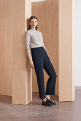 Clever Crepe Allerton Pintuck Straight-Leg Trousers Navy Clever Crepe Allerton Pintuck Straight-Leg Trousers Navy