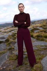Adelaide Crepe Wide-Leg Trousers Dark Crimson