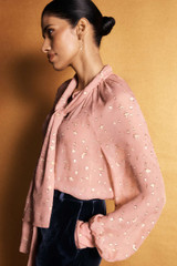 Lusia Fil Coupe Blouse Soft Pink And Gold Lusia Fil Coupe Blouse Soft Pink And Gold