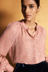 Lusia Fil Coupe Blouse Soft Pink And Gold Lusia Fil Coupe Blouse Soft Pink And Gold