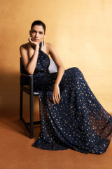 Rivara Fil Coupe Gown Navy And Gold