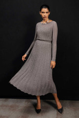 Irvine Metallic Knit Skirt Dark Silver