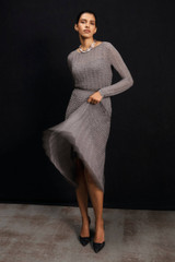 Irvine Metallic Knit Skirt Dark Silver