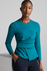 Malone Sculpt Stretch Crepe Top Kingfisher Blue