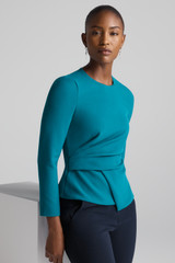 Malone Sculpt Stretch Crepe Top Kingfisher Blue