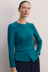 Malone Sculpt Stretch Crepe Top Kingfisher Blue