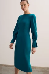 Aubrey Sculpt Stretch Crepe Dress Kingfisher Blue