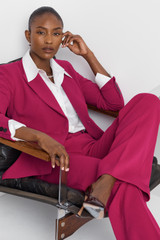 Adelaide Sculpt Stretch Crepe Wide-Leg Trousers Magenta