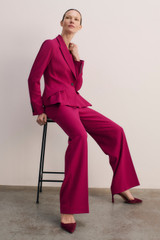 Adelaide Sculpt Stretch Crepe Wide-Leg Trousers Magenta