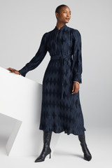 Aurellie Pleat Dress Navy
