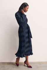 Aurellie Pleat Dress Navy