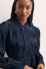 Aurellie Pleat Dress Navy - Welcome to the Fold LTD
