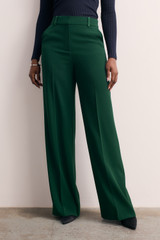 Clever Crepe Adelaide Wide-Leg Trousers Forest Green