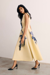 Zellia Fil Coupe Dress Pale Yellow And Navy