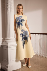 Zellia Fil Coupe Dress Pale Yellow And Navy