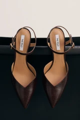 Venosa Lizard-Embossed Leather Heels 65 Dark Chocolate