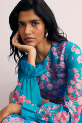 Portofino Silk Chiffon Dress Turquoise And Pink