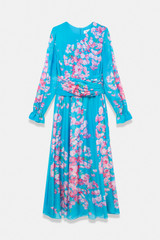 Portofino Silk Chiffon Dress Turquoise And Pink