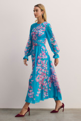 Portofino Silk Chiffon Dress Turquoise And Pink