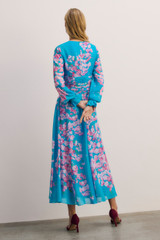 Portofino Silk Chiffon Dress Turquoise And Pink