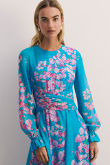Portofino Silk Chiffon Dress Turquoise And Pink
