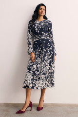 Rosaire Silk Crepe Dress Navy