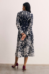 Rosaire Silk Crepe Dress Navy