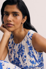 Oria Silk Crepe Maxi Dress Ivory And Blue