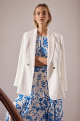 Oria Silk Crepe Maxi Dress Ivory And Blue