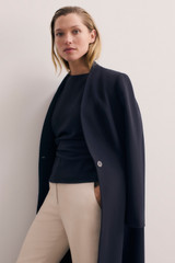 Clever Crepe Finchley Coat Navy