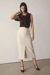 Clever Crepe Doppio Oliena Skirt Stone