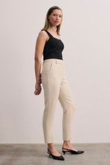 Clever Crepe Doppio Tavira Slim-Leg Trousers Stone